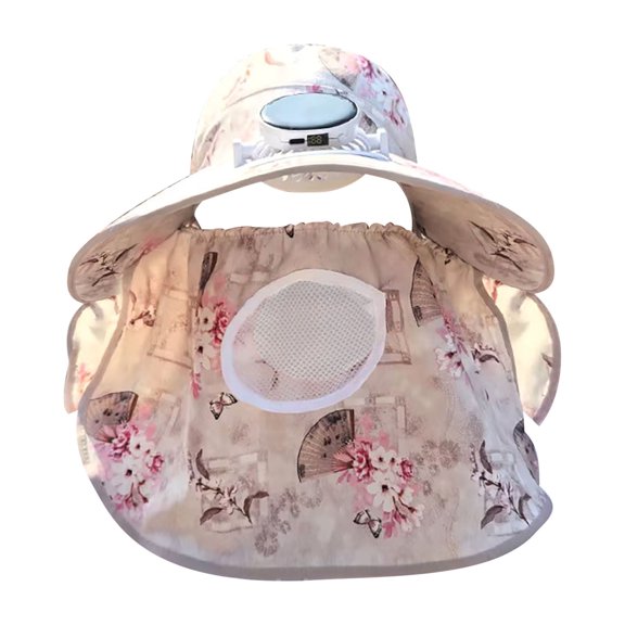 WKSCLPAI Wide Brim Solar Fan Hat Clearance,Fishing Hat with Solar Fan Built in,Outdoor Sun Hats for Women with Removable Breathable Facial Sun Towel,Solar Powerd & USB Rechargeable