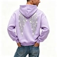 thumbnail image 4 of felwors Women's Sequin Angel Wing Graphic Oversized Pullover Hoodie Fleece Sparkly Sweatshirt Light Purple for Size XXXL, 4 of 7