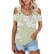 thumbnail image 2 of Camisas de Manga Corta para las Mujeres de Verano Sexy Frío Hombro Suéter Blusa Cuello en V Sólido, Ligero para Diario, 2 of 9