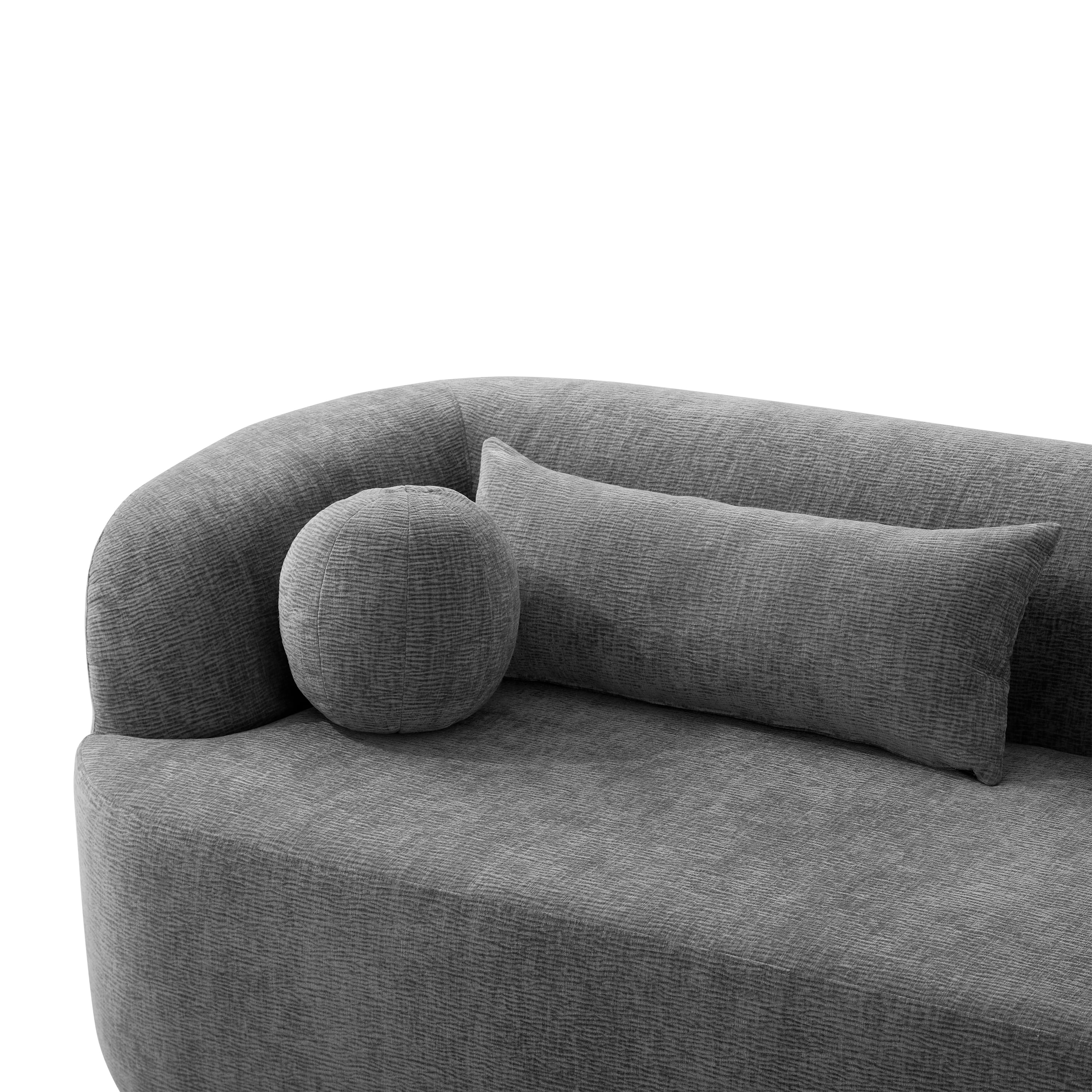 Sofa, Couch, No Assembly Sofa, Curved Frameless Chenille Cloud Couch Compressed Delivery, Includes 4 Pillows, 3-Seater Sofa for Living Room, Gray