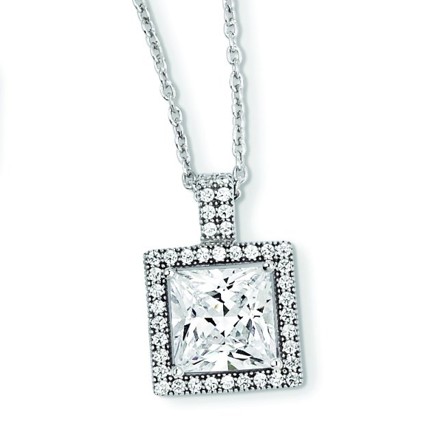 Sterling Silver & CZ Brilliant Embers Necklace 18 Inch