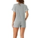 thumbnail image 3 of Conjuntos de pijama de modal para mujer INSPIRE CHIC, parte superior de botón de manga corta y pantalones cortos, ropa de descanso y pijama, 2XL gris claro, 3 of 6