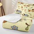 thumbnail image 4 of Manfei Cartoon Dachshund Dog Bed Spread Queen, Spring Floral Queen Coverlet Set, Yellow, 3-Piece, 1 Quilt and 2 Pillowcases, 4 of 7