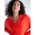 thumbnail image 4 of Free Assembly Women's Deep V-Neck Sweater with Long Sleeves, Midweight, Sizes XS-XXL, 4 of 5