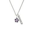 thumbnail image 2 of Delight Jewelry Silvertone Purple and White African Violet Flower Silvertone Always My Sister Bar Charm Necklace, 23", 2 of 4