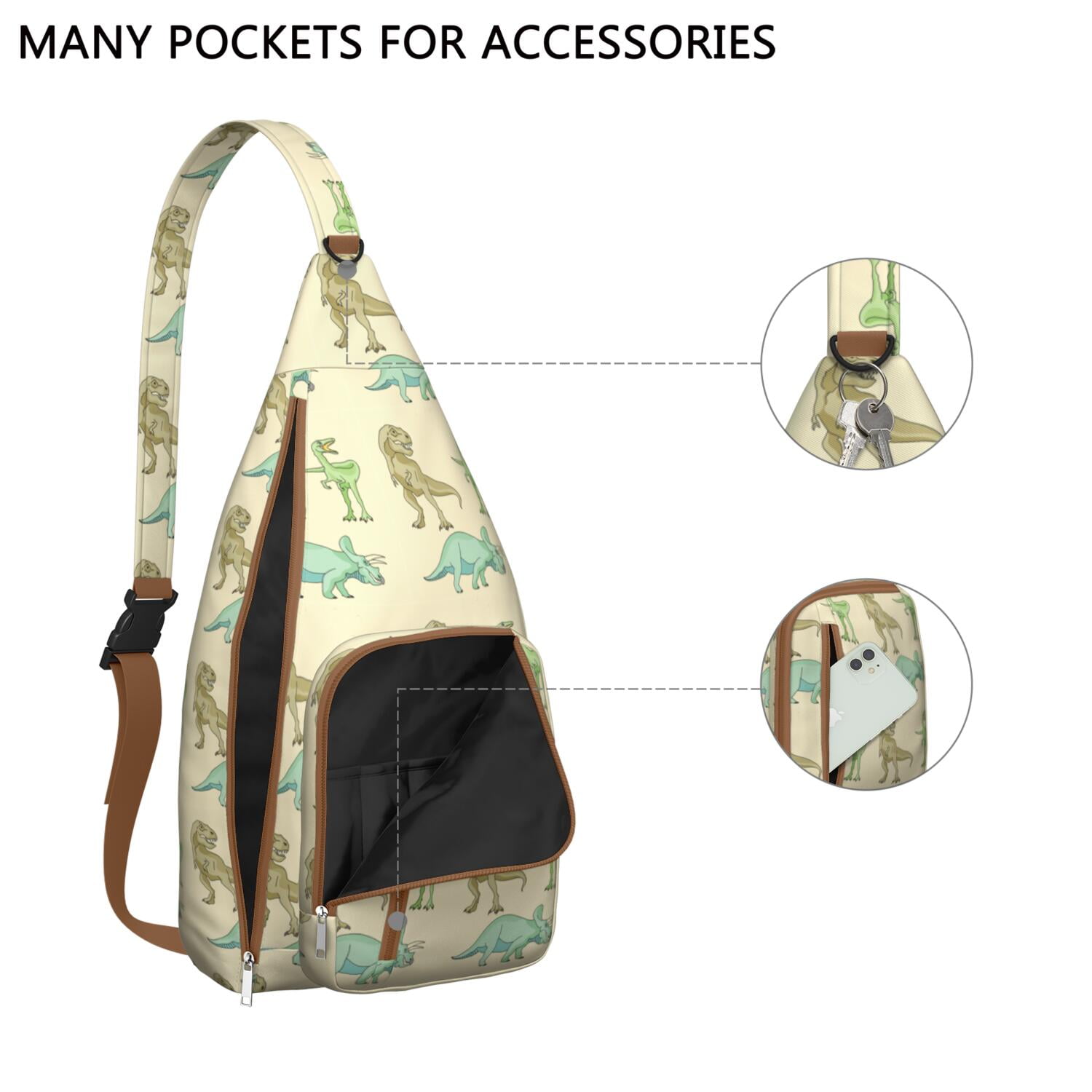Cartoon Dino Sling Bag&nbsp;- Cute Dinosaur Print Crossbody Pack (Perfect Gift)
