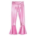 thumbnail image 5 of renvena Girls Bronzing Flare Dance Pants Kids Shiny Metallic Bell Bottom Jazz Stage Performanceg Size 6-16 Pink 6, 5 of 7