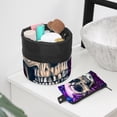 thumbnail image 6 of PhooArto Travel Cosmetic Bags Barrel Makeup Bag, Multifunctional Toiletry Bucket Bags Round Organizer Storage Pocket, Purple Flower Skull Head, 6 of 6
