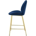 thumbnail image 4 of Contemporary Modern Urban Designer Bar Pub and Dining Kitchen Counter Stool Chair, Velvet Fabric Metal Steel, Navy Blue, 4 of 6