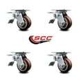 thumbnail image 2 of 4 Inch Polyurethane Caster Set with Ball Bearings and Total Lock Brakes SCC, 2 of 2