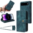 thumbnail image 1 of for Google Pixel 6 Pro Wallet Case, PU Leather 6 Card Slots Removable Adjustable Crossbody Necklace Lanyard Shoulder Strap Zipper Bag Anti-Falling Rugged Case for Google Pixel 6 Pro,Black, 1 of 6