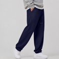 thumbnail image 2 of Leidass Mens Fleece Lined Jogger Sweatpants Elastic Drawstring Waist Cuffed Ankle Solid Casual Athletic Pants with Side Pockets Navy L, 2 of 5
