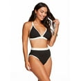 thumbnail image 3 of Jessica Simpson Women's Standard Bikini Top Swimwear Black/Cream Triangle, D, 3 of 4