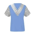 thumbnail image 3 of Womens Summer Tops Lace Patchwork V Neck T Shirts Short Sleeve Tops Loose Casual T Shirts Work Out Shirts Women Long Sleeve Shirt Women for Layering Neck Shirts for Women T Shirt Spandex Long Sleeve, 3 of 4