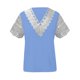 thumbnail image 2 of Gibobby Playera Corte clásico para MujerTops verano para mujer, camisetas con escote en V y retazos encaje, camisetas manga corta, camisetas casuales suelt(Azul,G), 2 of 5