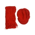 thumbnail image 1 of Visière en Bonnet Crochet avec Foulard - Rouge, 1 of 2