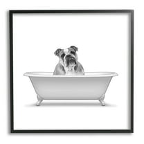 Stupell Industries English Bulldog Dog Bath Tub Graphic Art Black Framed Art Print Wall Art, Design by Annalisa Latella