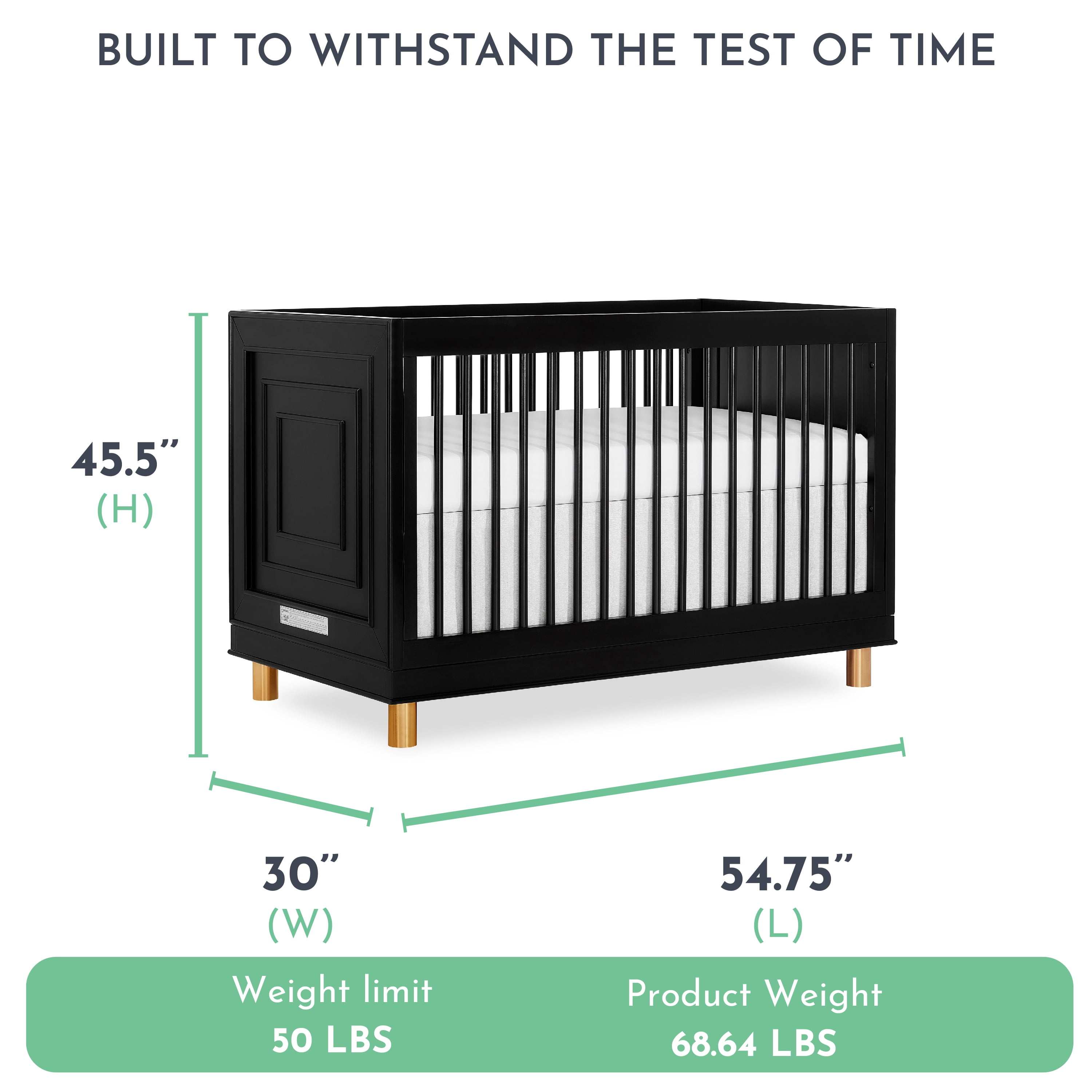 Evolur Loft Art Déco Crib in Black