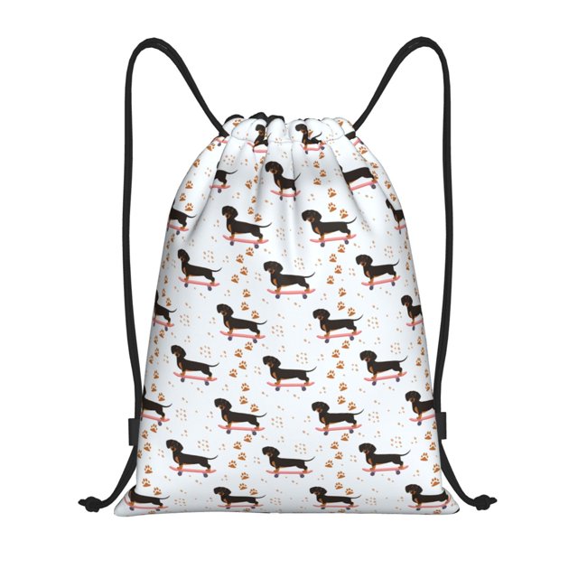Lukts Dachshund Dog Pattern Drawstring Backpack Bag Sport Gym Sackpack,String Backpack Sport Bag Sack,Cinch Tote Gym Backpack-Medium