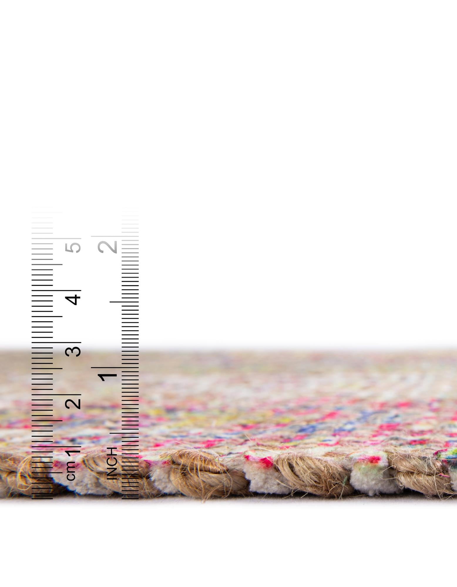 Unique Loom Chenille Jute Collection Area Rug - Amba (9' x 12' Rectangle Ivory Pink/Navy Blue)