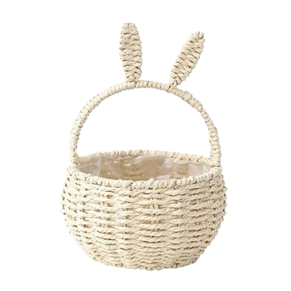 SEWCHICS Adorable Bunny Flower Basket Beige 1Set Perfect For Easter Egg Collecting