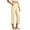Beige, variant on Women's Cotton Linen Capri Pants, High Waist Elastic Wide Leg Cropped Trousers, Casual Loose Fit Summer Pants with Pockets(Coffee/M)