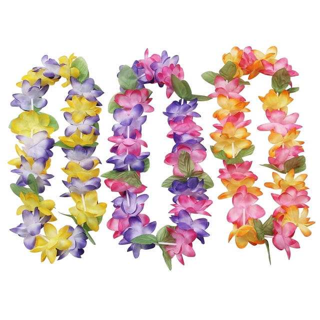 Floral Leis Oojami Mahalo, paquete de 12 unidades, poliéster, 36 cm x 11 cm