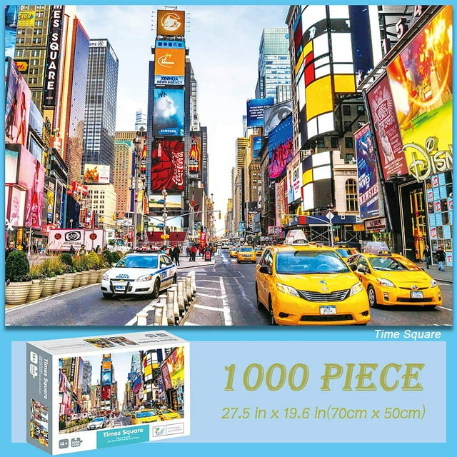 BAMAIA Jigsaw Puzzles 1000 Pieces for Adults, Large Jigsaw Puzzle for Kids, Hand Made Puzzles Personalized Gift-Time Square