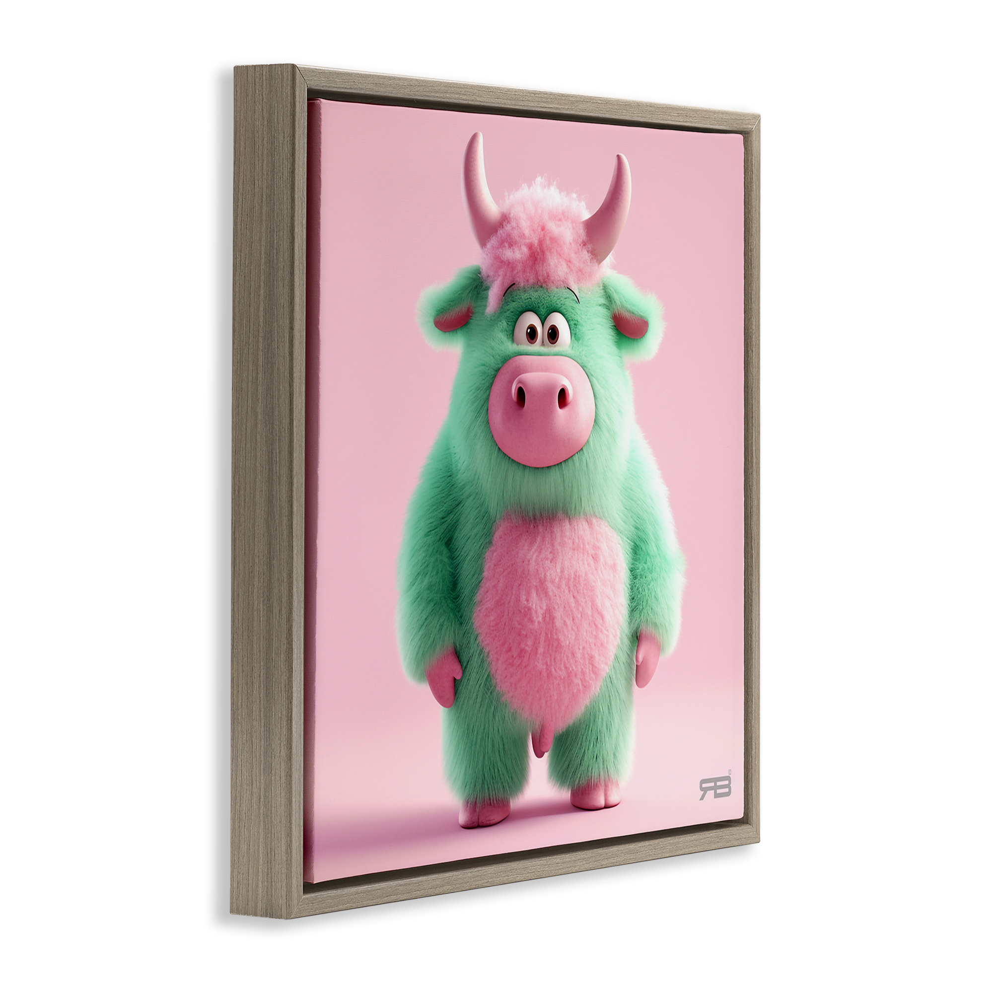 Stupell Industries Silly Green Cow Animals Painting Brown Floater Framed Canvas Art Print Wall Art, 25 x 25
