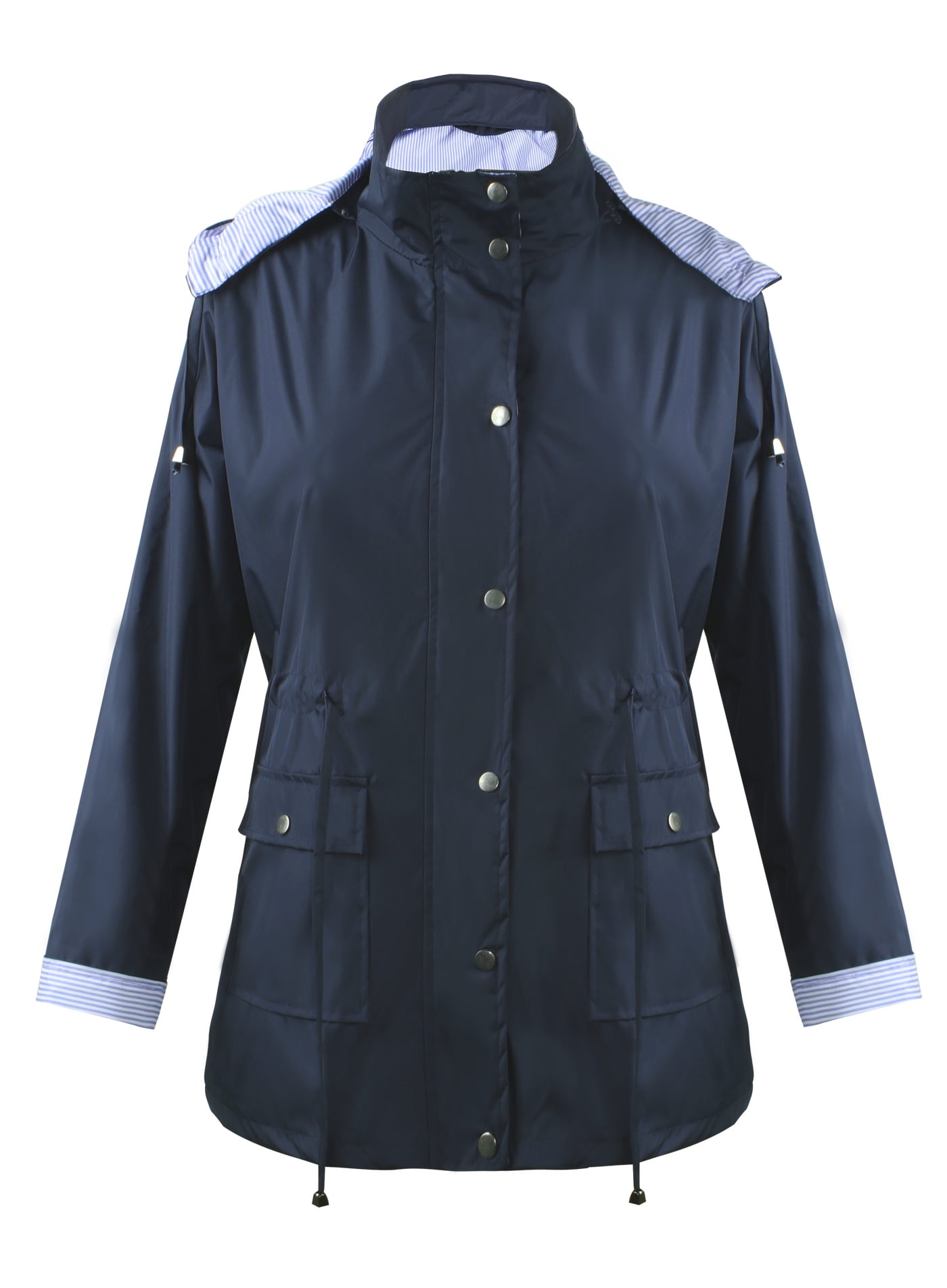 4THSEASON Women’s Anorak Raincoat Lightweight Hood Jacket Mid Long