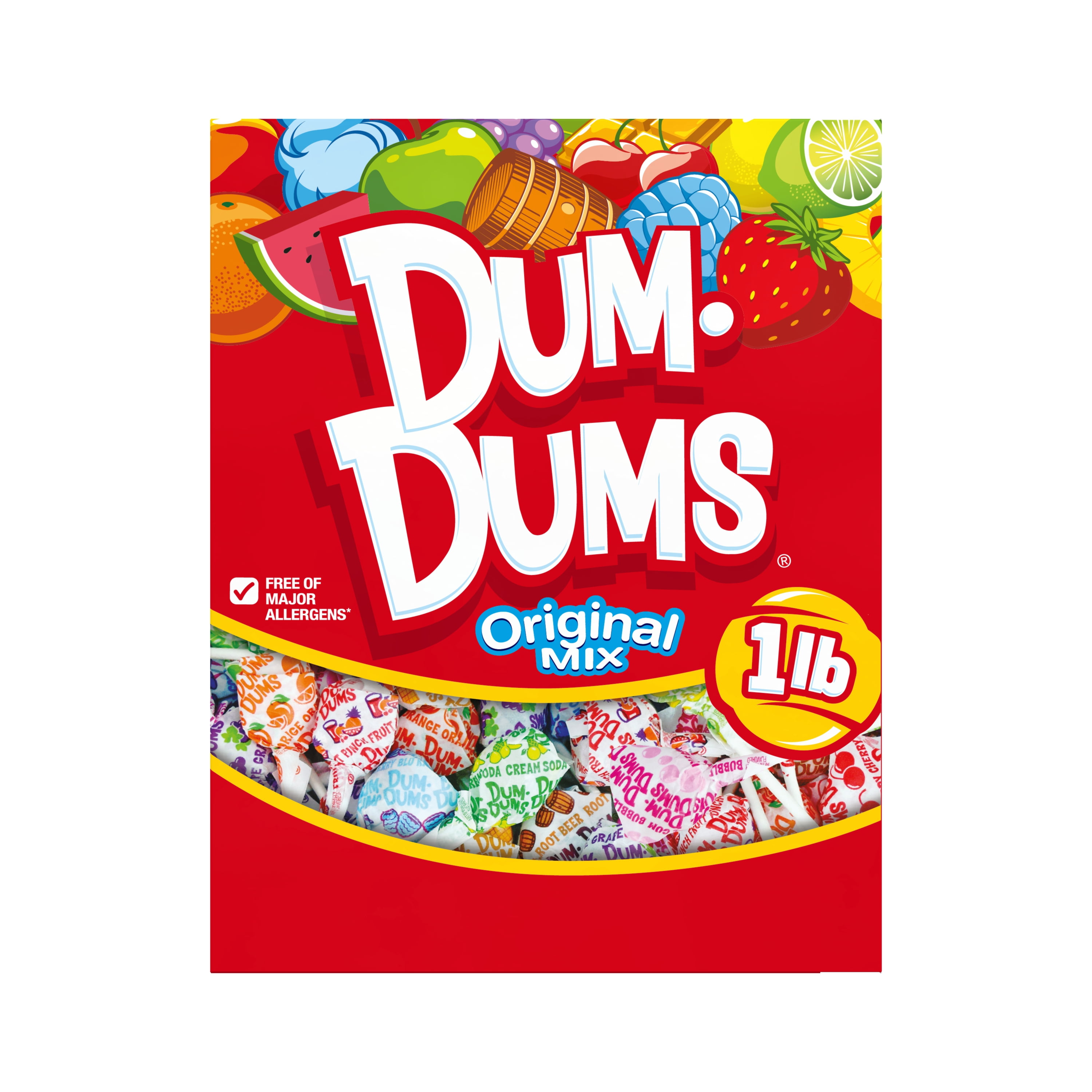 Dum Dums Original Mix Lollipop Suckers, Assorted Flavors Hard Candy, Party Candy, 16oz Candy Box