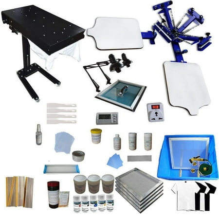 Techtongda Screen Printing Machine 2 Station 4 Color Screen Printing for T-shirt DIY Screen Printing Press Silk Screen Printing Kit #006913