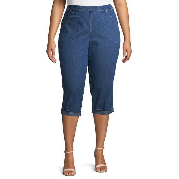 Just My Size - Just My Size 4 Pocket Pull on Rolled Cuff Denim Capris ...