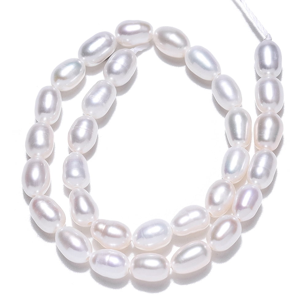 Natural Cultured Freshwater Pearl Beads Strands Rice Seashell Color 5~6x4~4.5mm Hole: 0.7~0.8mm about 29~31pcs/strand 7.09 inch(18cm)