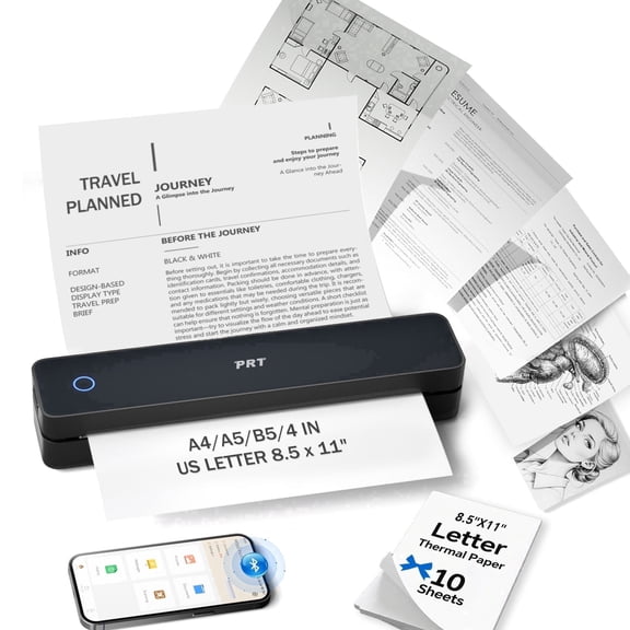 MT610Pro Portable Thermal Printer - 300DPI Wireless Bluetooth Inkless Printer for Travel, Office, and Home, Supports US Letter & A4