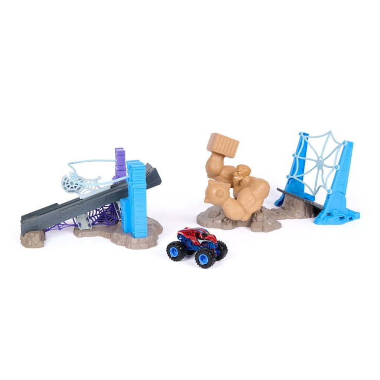 Monster Jam Spiderman Sandman City Battle Playset for Kids 3 and