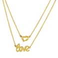 thumbnail image 2 of 14k Yellow Gold 2 Chain Line Love and Heart Charm Necklace, 2 of 5