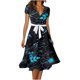 thumbnail image 2 of ICHUANYI Clearance Women's Fashion Sexy Vintage V Neck Short Sleeve Printing Party Dresses(Blue, XL) ICHUANYI WER2023081007025, 2 of 4