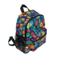 thumbnail image 2 of FORMRS School Backpack with Front Zippered Pocket 12" Student Travel Daypack, Vibrant Art Leaves Pattern, 2 of 6