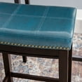 thumbnail image 5 of Linon Claridge 32.25" Backless Indoor Wood Bar Stool, Dark Brown/Blue Faux Leather, 1 Stool, 5 of 15
