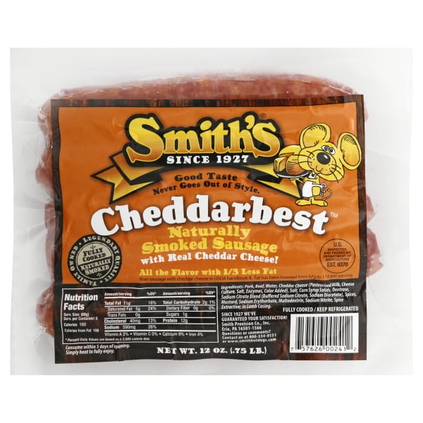 gerningsmanden Kommerciel Absorbere Smith Provision Cheddar Smoked Sausage, 12 Oz. - Walmart.com