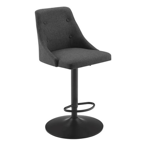 Linon Benton Adjustable Barstool Dk Bronze Metal Swivel Base Upholstered in Gray