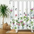 thumbnail image 3 of MIZHONA Rustic Purple Floral Shower Curtain,Country Green Plants Bathroom Shower Curtain with Hooks,72x78, 3 of 5