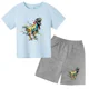 thumbnail image 3 of 2024 Nuevo traje de camiseta con estampado de grafiti para niños, diseño de dinosaurio, camiseta estampada + pantalones cortos, 2 piezas, conjunto de moda para niños y niñas, 3 of 5