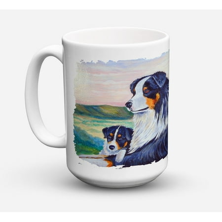 Australian Shepherd Dishwasher Safe Microwavable Ceramic Coffee Mug 15 ounce 7511CM15