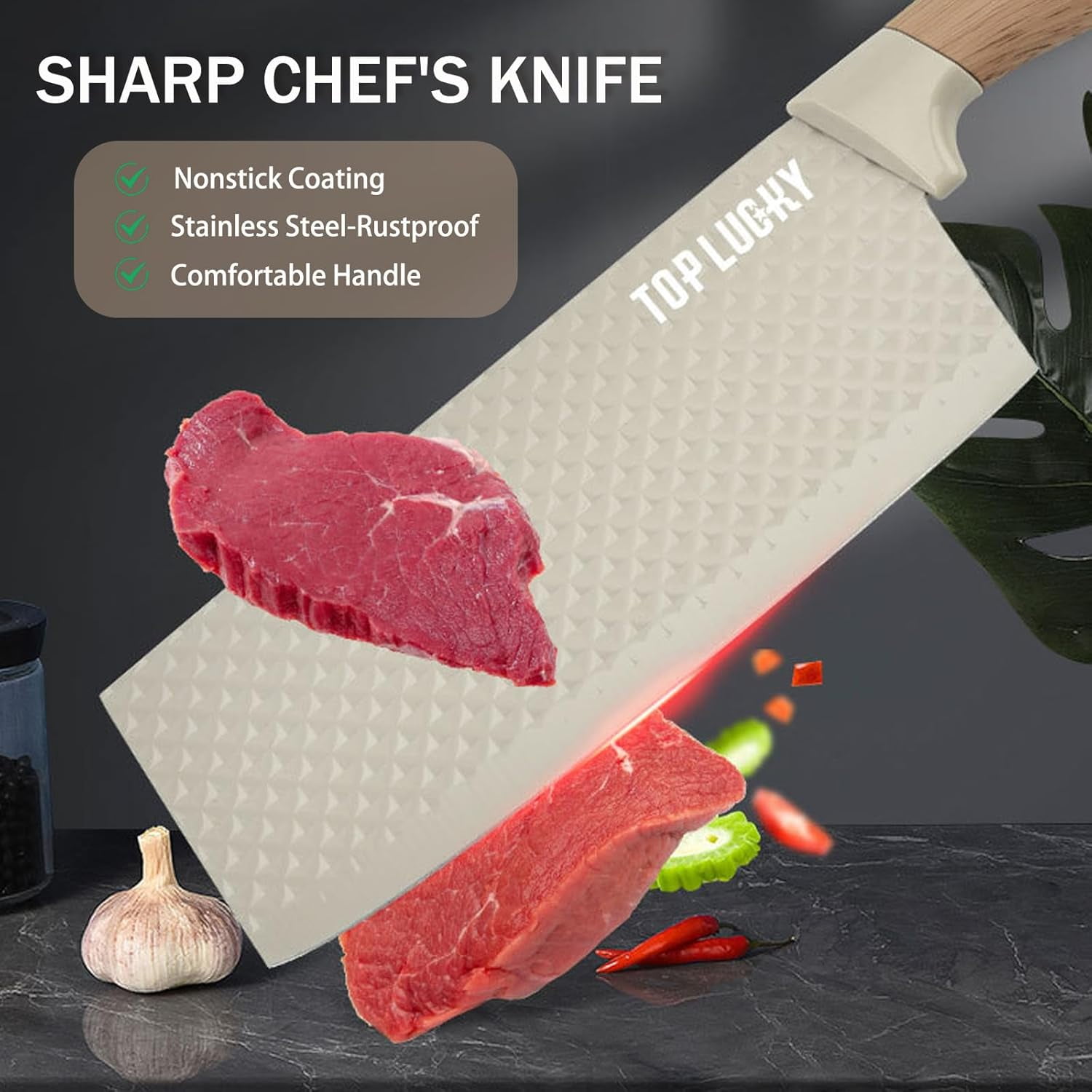 Dot Pet Khaki Sharp Stainless Steel Kitchen Knife Set for Home