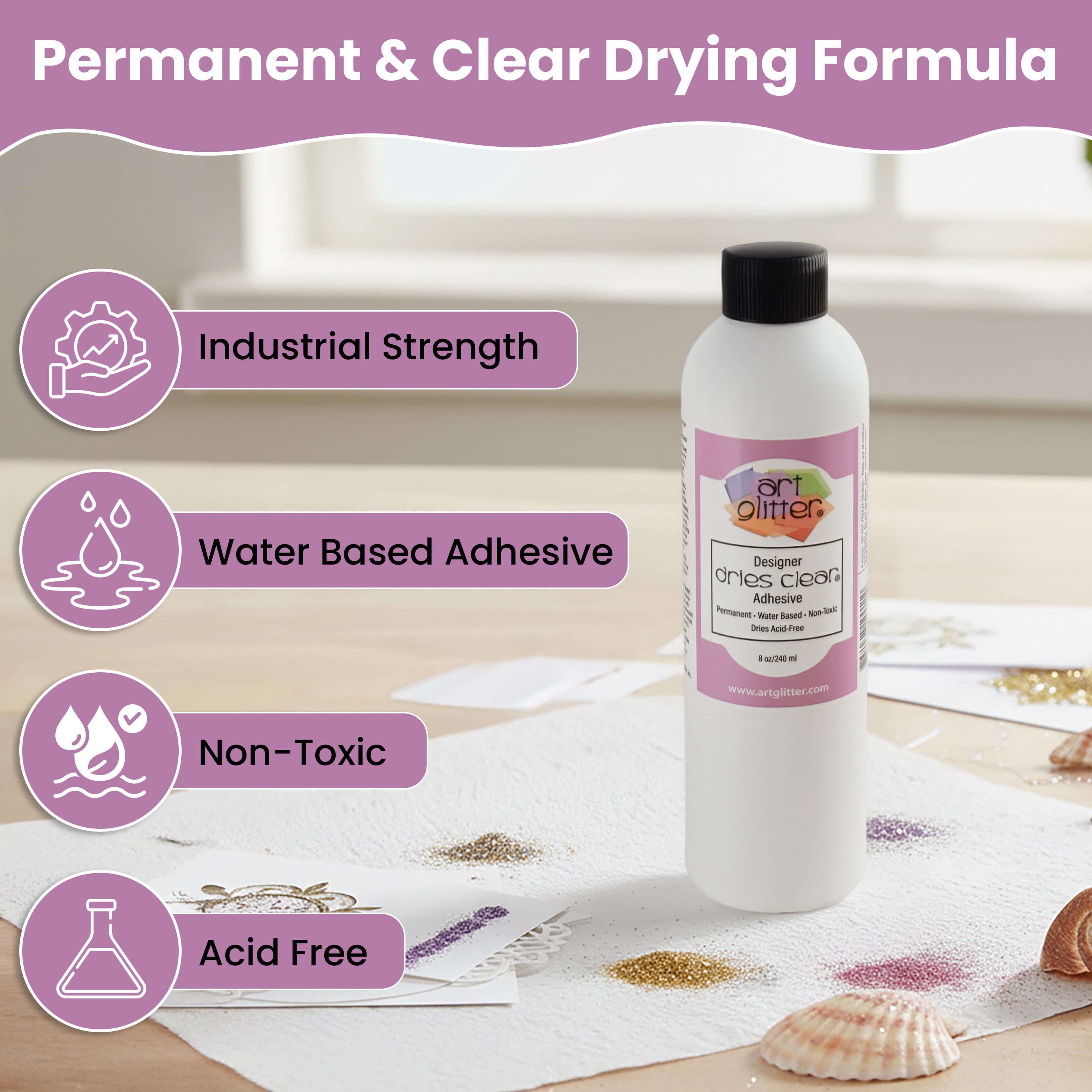 Art Glitter Clear Acid Free Craft Adhesive Glue 8oz