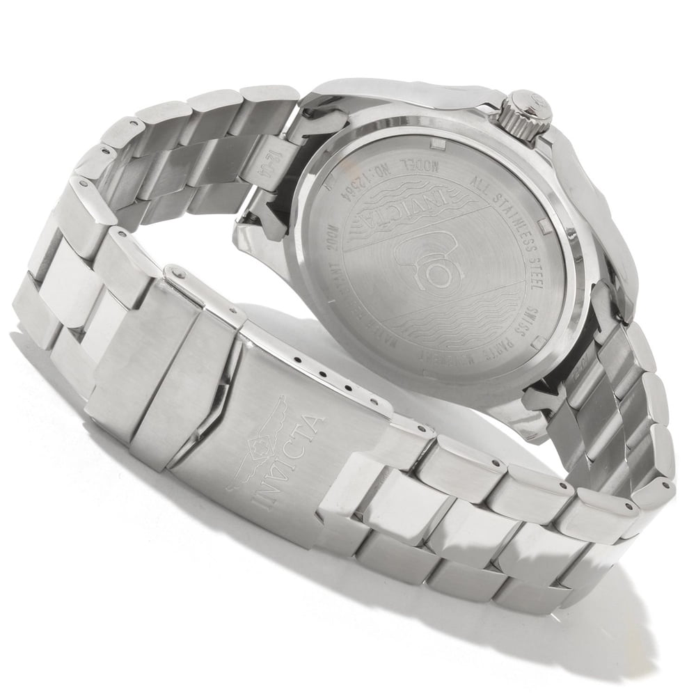 Invicta Men's Grand Diver Black Carbon Fiber Dial Black Bezel Stainless Steel Bracelet Dive Watch 12562