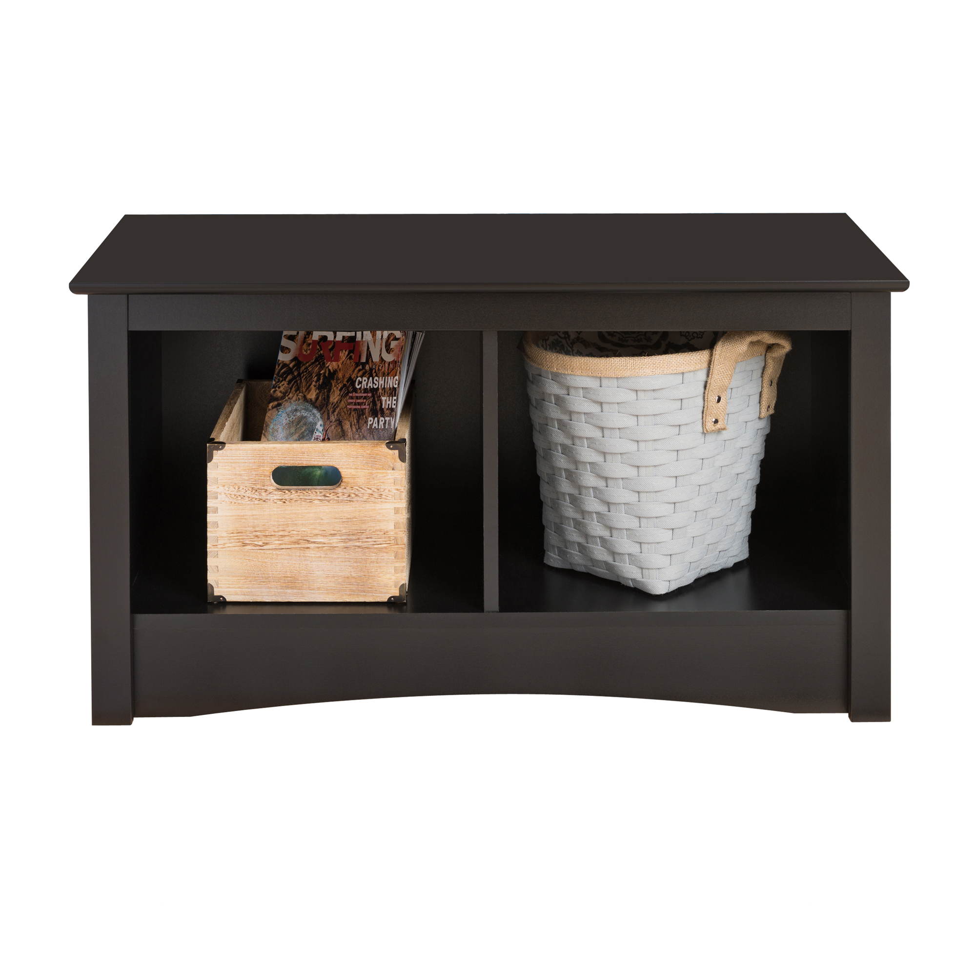 Prepac Entryway Twin Cubby Storage Bench, Black