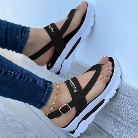

Hvyesh Platform Sandals for Women Dressy Summer Summer Ladies Clip-Toe Thick Soled Shoes Casual Sandals Size 9.5